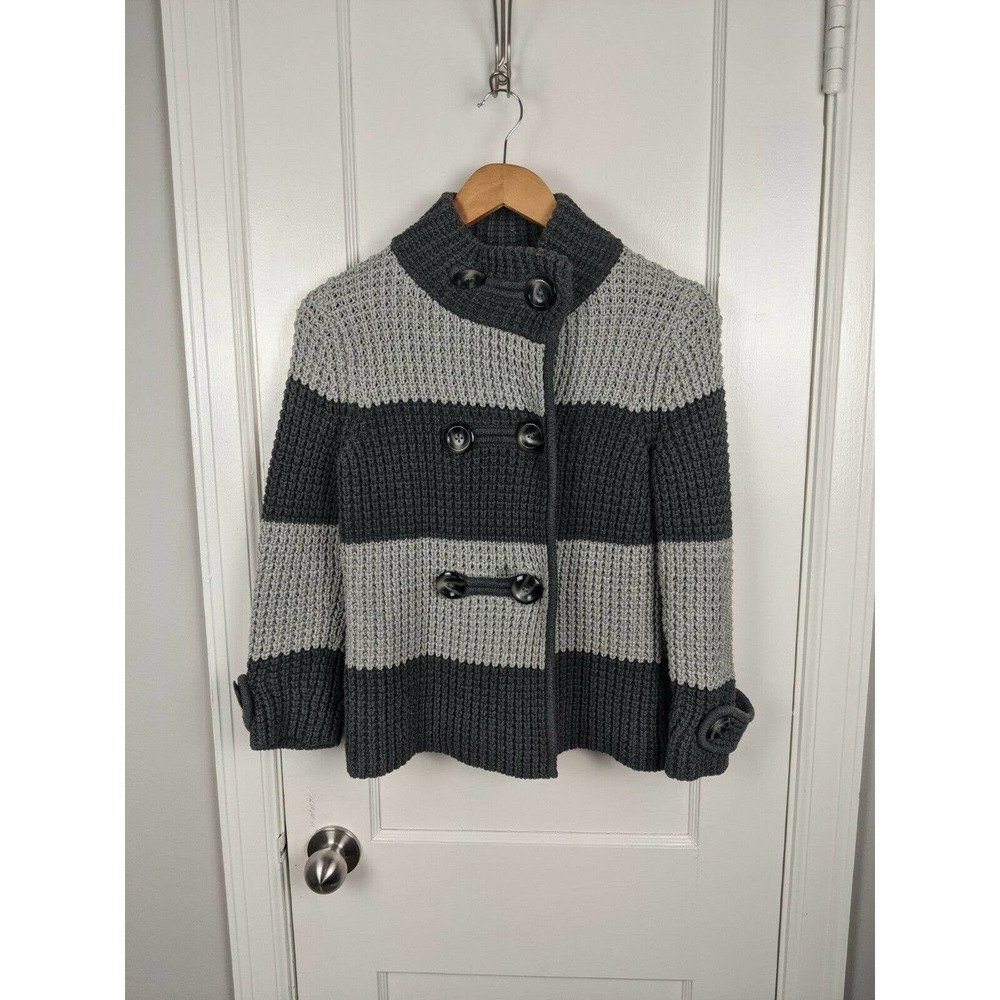 Banana Republic Chunky Knit Grey Striped Cardigan